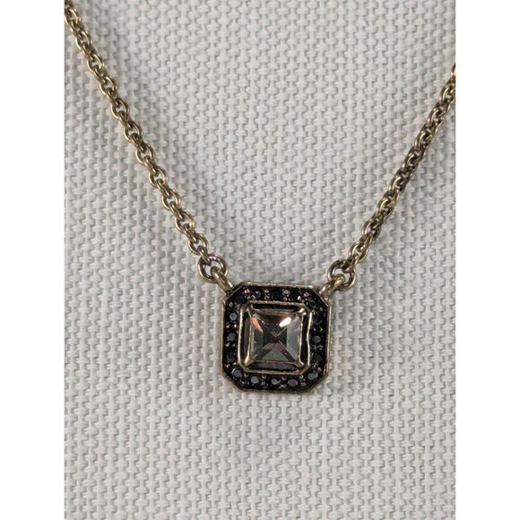 Isabel Square Rhinestone Charm Necklace - Picture 1 of 8